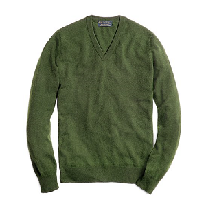 Cashmere V-Neck Sweater - Grass Green